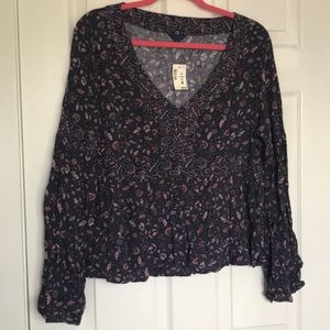 Print mix ls boho top